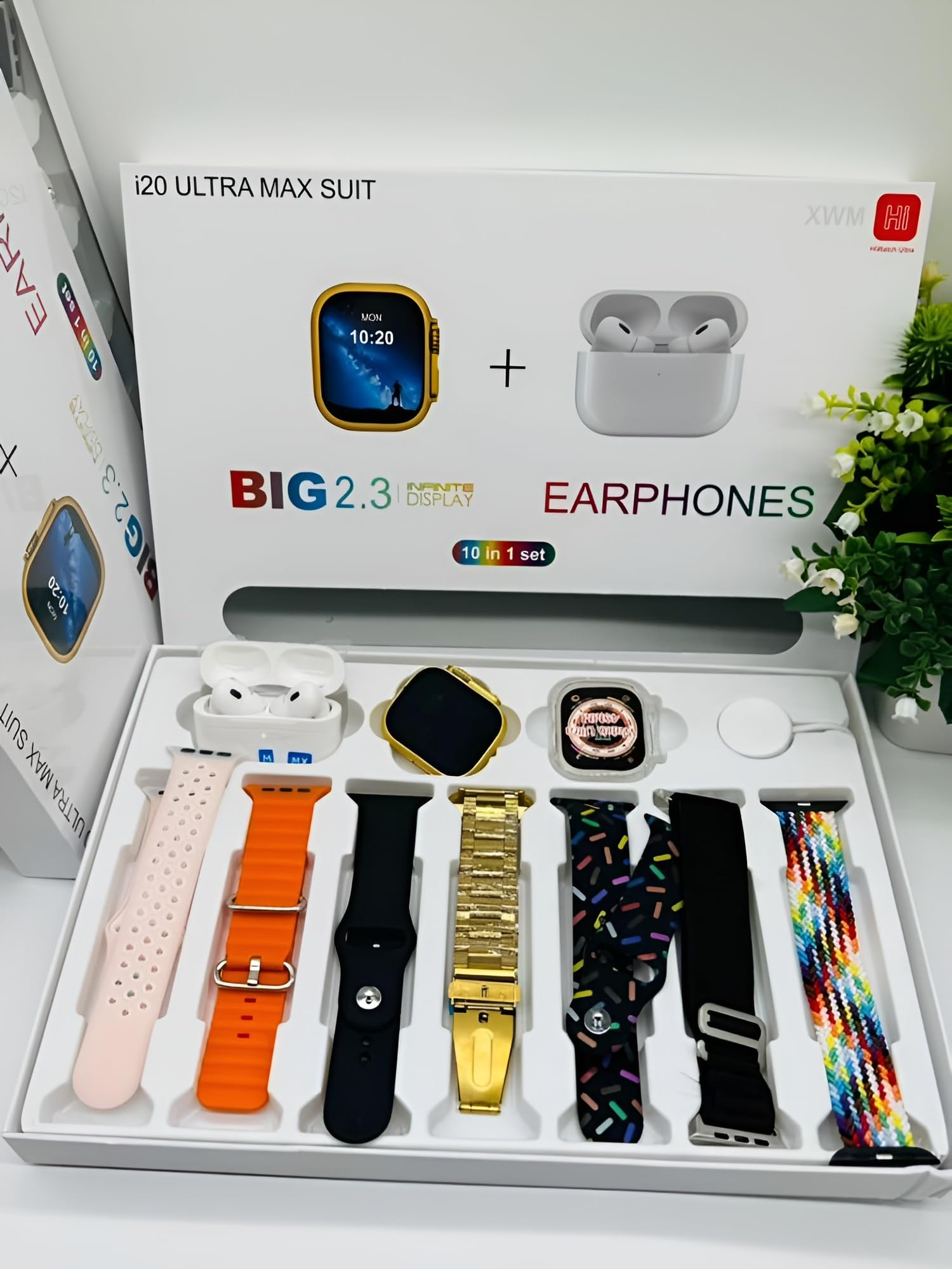 ✨ I20 Ultra Smart Watch ⌚ | 10 in 1 Smart Watch Set 🎁 | Ultra Max Smartwatch with Airpods 🎧 | Stylish Touch Watch for Boys 💪 |