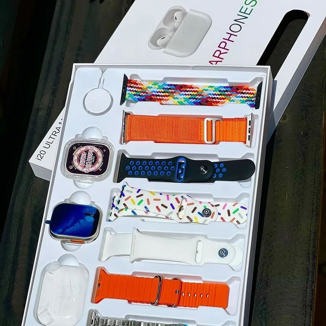 ✨ I20 Ultra Smart Watch ⌚ | 10 in 1 Smart Watch Set 🎁 | Ultra Max Smartwatch with Airpods 🎧 | Stylish Touch Watch for Boys 💪 |